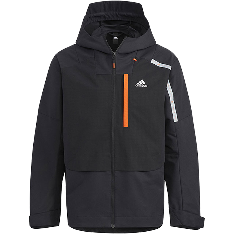 adidas Th Protek Wvjkt 运动休闲纯色连帽梭织夹克外套 男款 黑色 HM5165