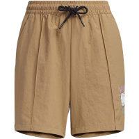 adidas neo W Smly Shorts 笑脸印花条纹梭织运动短裤 女款 纸板黄 GP5776
