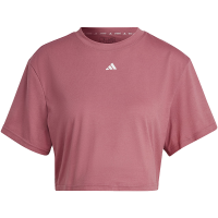 adidas Studio Tee 纯色Logo标识速干瑜伽运动健身短袖T恤 女款 岩层粉 IB8563