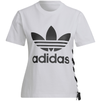 adidas originals SS22 Logo印花侧边拉绳设计圆领短袖T恤 女款 白色 HS2598