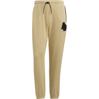 adidas 纯色标贴Logo束脚针织运动裤 男款 卡其色 IB2737