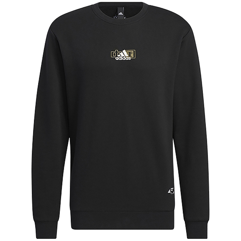 adidas China Bos Swt 品牌Logo印花圆领套头长袖卫衣 男女同款 黑色 IB2757