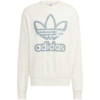adidas胸前三叶草印花圆领套头长袖卫衣 男女同款 米白色 HS1995