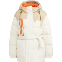 adidas W Util Jkt Dw1 拼色抽绳连帽拉链开衫长袖羽绒服 女款 米色 HN2447