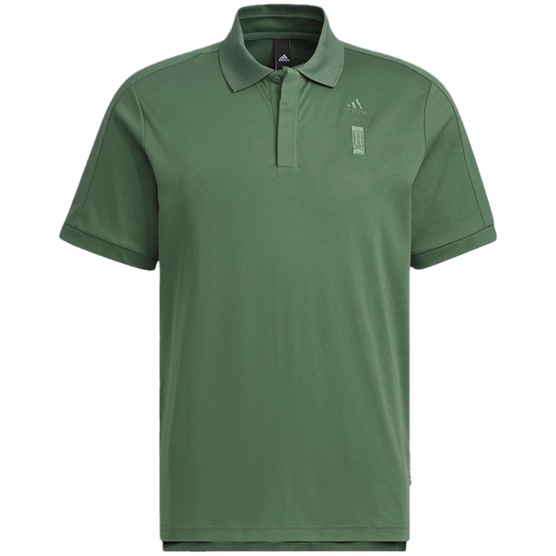 adidas 武极系列 纯色Logo标识运动Polo衫 男款 氧化绿 IA8109