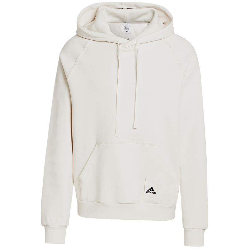 adidas 品牌Logo印花袋鼠口袋连帽套头长袖卫衣 男款 白色 IA9343
