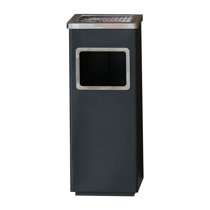 湘渭不锈钢垃圾桶烟蒂柱灭烟桶带烟灰缸室外电梯口立式 丽格正方形黑色