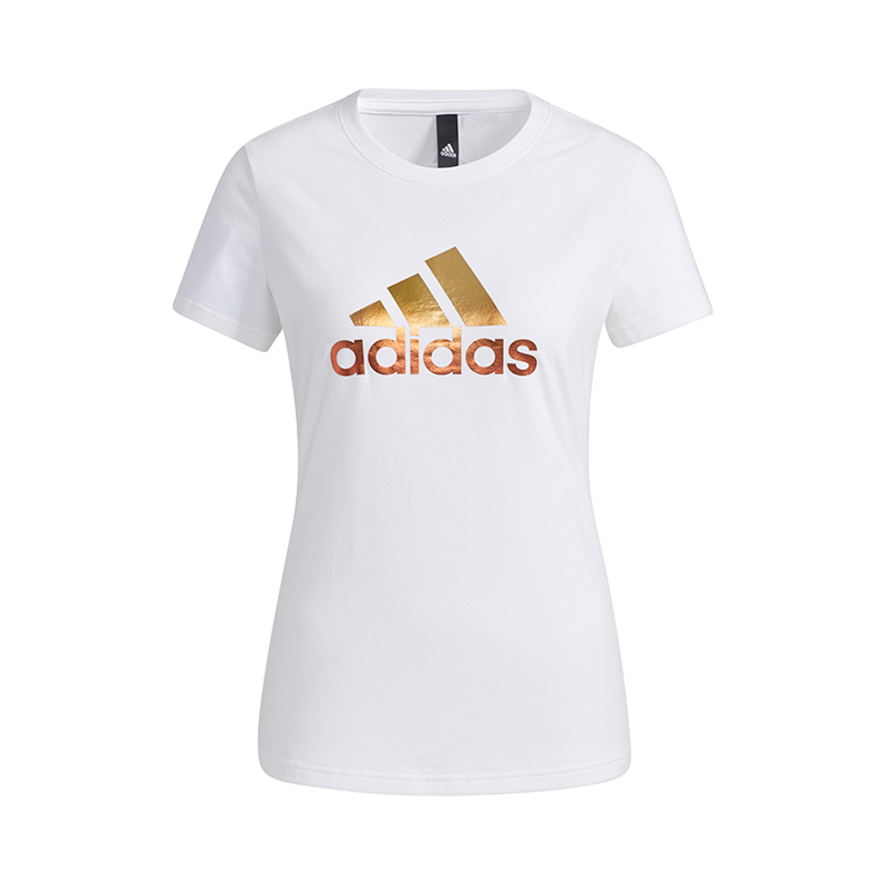 adidas Fi Tee Foil Logo印花运动短袖T恤 女款 白色 GP0683