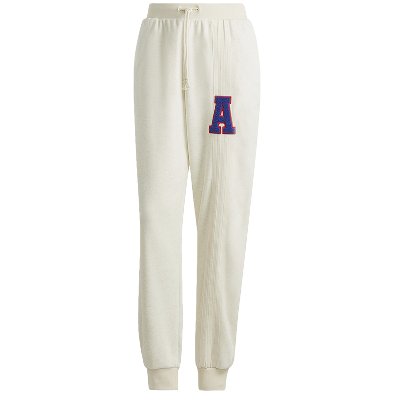 adidas 字母条纹抽绳系带运动裤 女款 奇迹白 IC5239