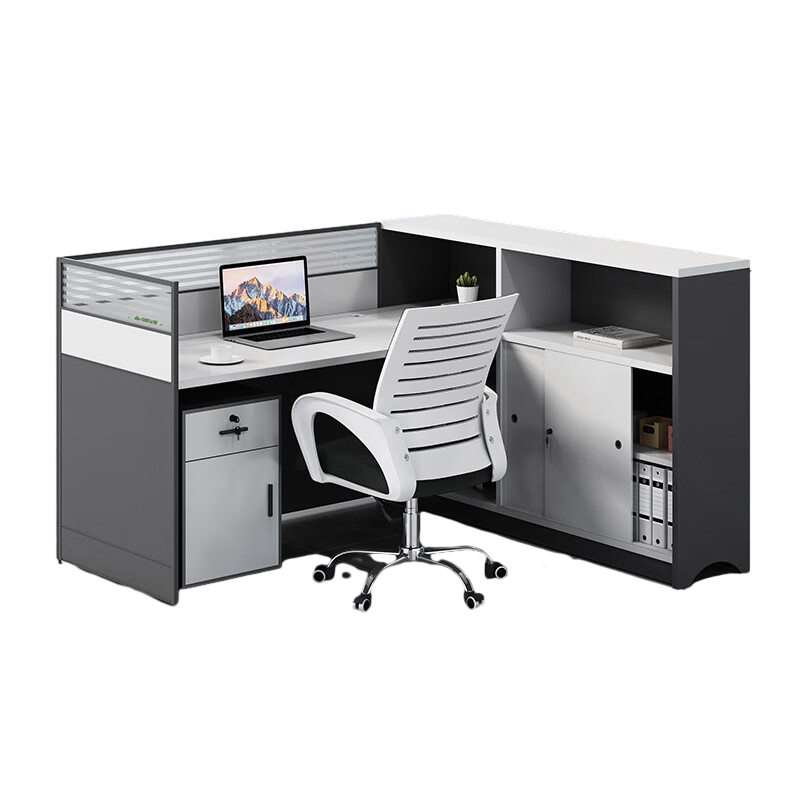 科野 屏风工位办公桌职员桌电脑桌简约现代屏风玻璃财务桌员工桌隔断卡座 单人位(不含椅)