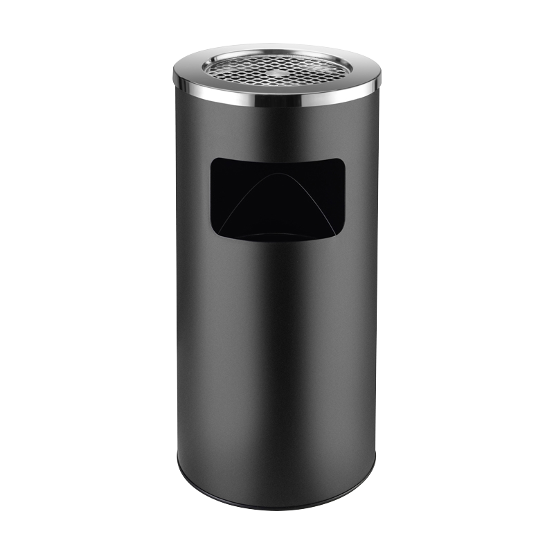湘渭不锈钢垃圾桶烟蒂柱灭烟桶带烟灰缸室外电梯口立式丽格王黑色烤漆