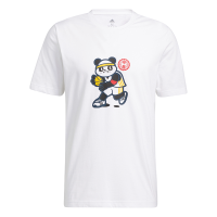 adidas Panda Tee 趣味熊猫卡通印花篮球运动圆领短袖T恤 男款 白色 GN5147