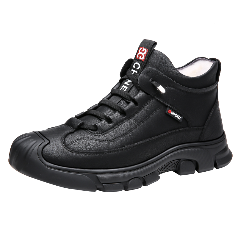 [线下专柜同款]卡帝乐鳄鱼(CARTELO)新款冬季加绒男士休闲鞋高帮男鞋板鞋雪地靴棉鞋