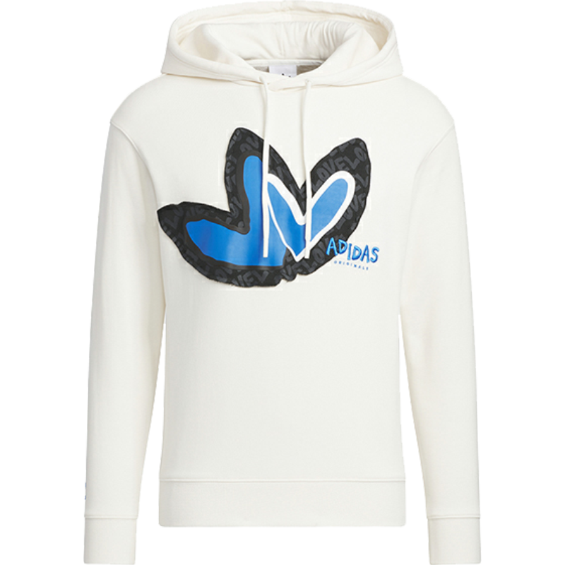 adidas originals 情人节特别系列 爱心Logo运动长袖连帽套头休闲卫衣 男女同款 白色 IK8649