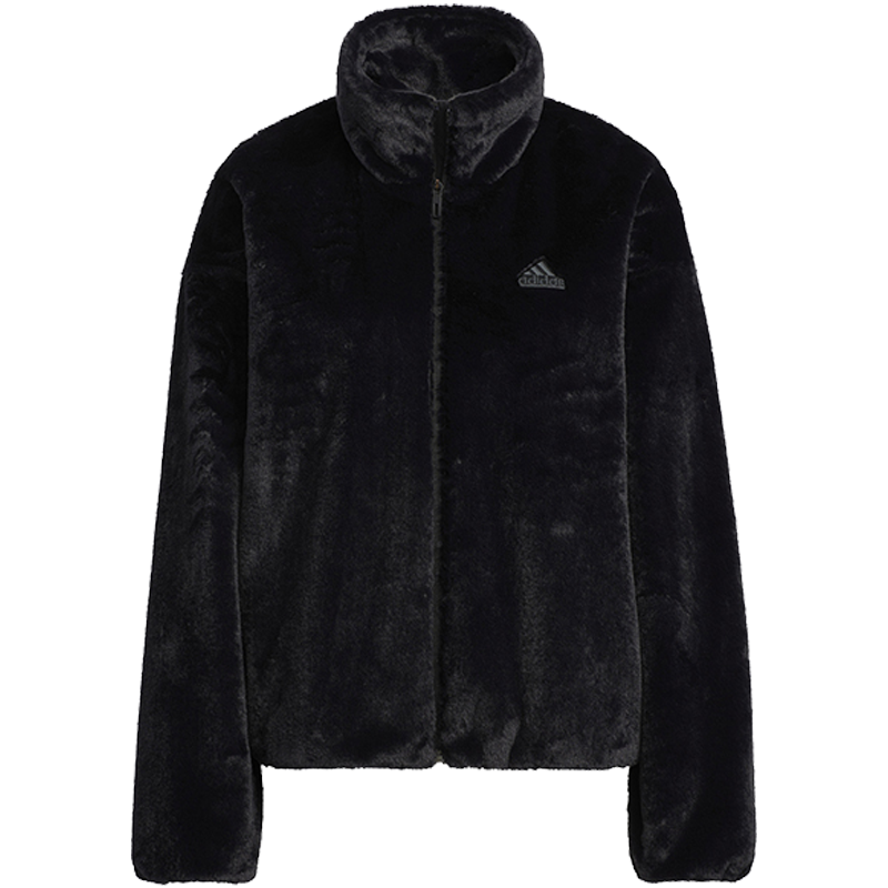 adidas Met Fur Jkt T1 纯色背面刺绣Logo拉链立领夹克外套 女款 黑色 HM7105