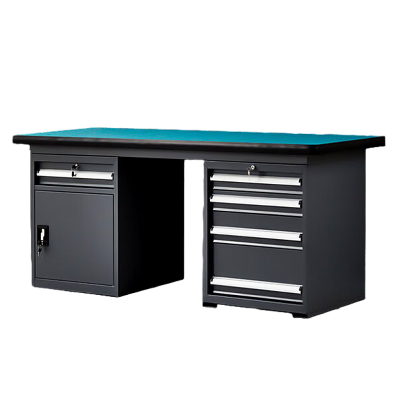 科野 重型防静电工作台钳工台流水线工具桌维修台实验室生产车间操作台 五抽一门双挂板