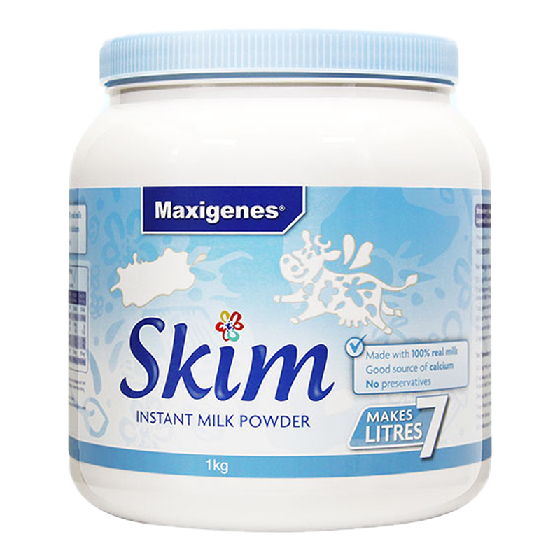 有效期到25年2月-三罐装 | 美可卓(Maxigenes)脱脂高钙成人奶粉 1kg罐 进口奶粉 蓝妹子 澳大利亚
