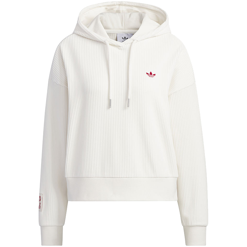 adidas originals 纯色连帽套头休闲卫衣 女款 白色 HY7283