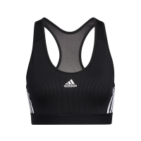 adidas Bt 3s Rib Bra 撞色三条纹中强度运动内衣 黑色 GL0570