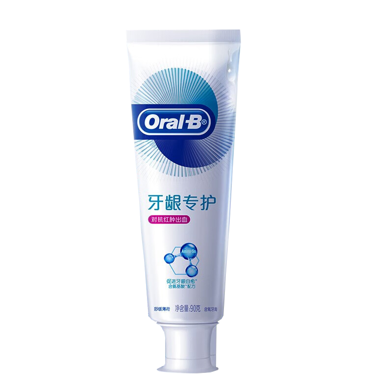 Oralb欧乐B氨基酸牙膏减少牙龈红肿清新口气含氟男士女士-牙龈修护清新200克