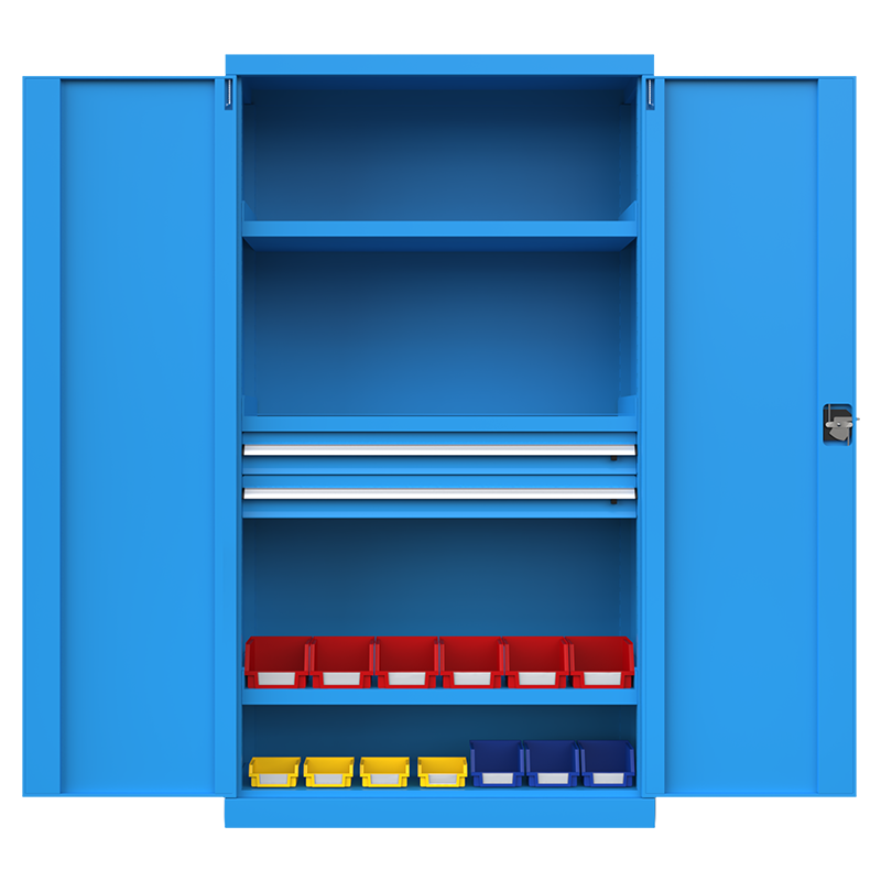尔迈 五金工具柜车间工具收纳箱重型多功能储物 蓝色 双抽无挂板