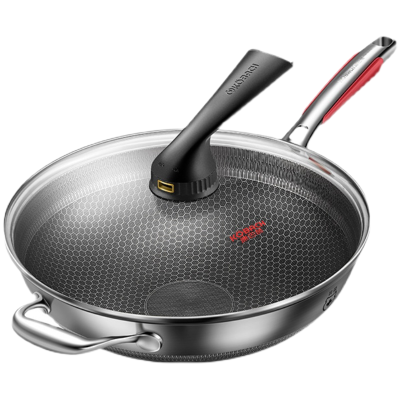 [新品]炊大皇(COOKER KING)石釜麦饭石不粘锅平底炒菜锅家用炒锅锅具32cm铝合金电磁炉燃 石釜麦饭石32CM