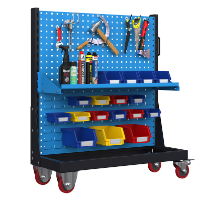 尔迈 挂钩方孔工具挂架车间维修工具架子多功能物料置物架五金工具展示货架单面二层移动款