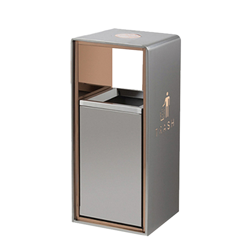 丁当匠大厅垃圾箱垃圾桶果皮箱户外垃圾投放箱候车室圆角不锈钢禁烟款