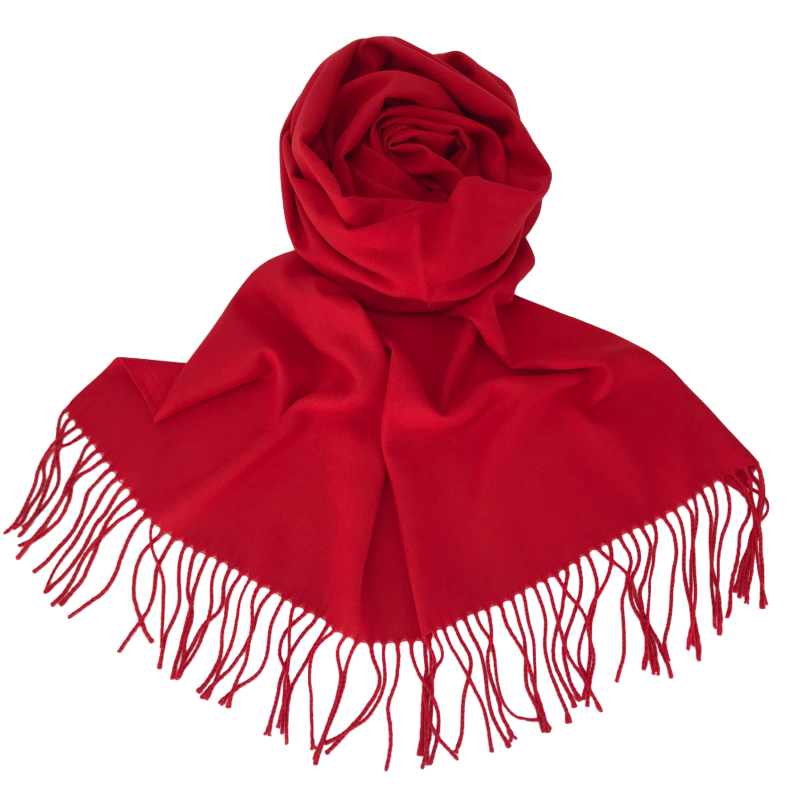 越缇美礼品包装仿羊绒纯色百搭红色大披肩流苏围巾[FYR001]
