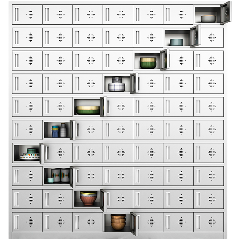 易企采 30门304不锈钢食堂碗柜员工餐厅多门职工餐具柜学校饭盒无尘车间储物柜