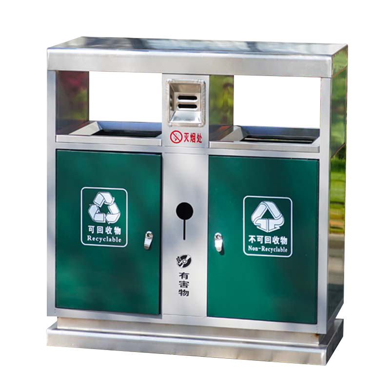 缑氏户外垃圾桶大号环卫不锈钢木分类双果皮箱室外垃圾箱常规桶