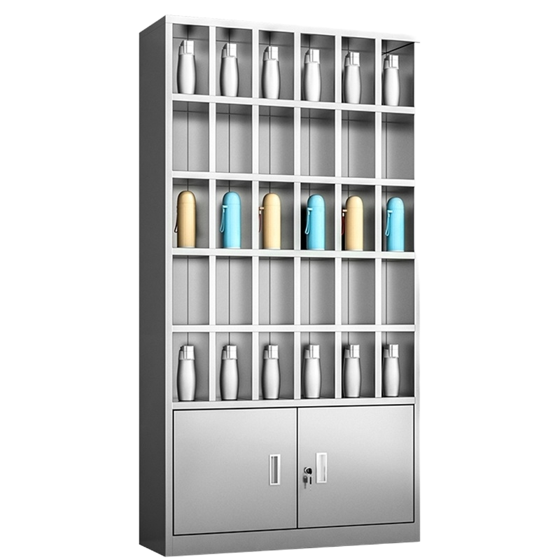 易企采 70格304不锈钢工厂车间员工水杯柜茶水间水杯架存放柜多格收纳储物柜