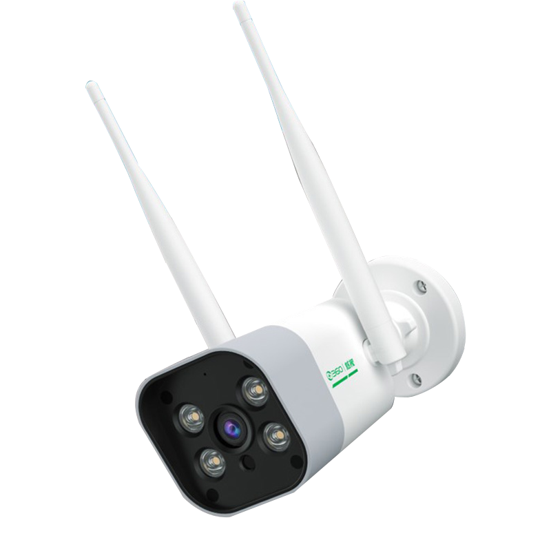 360摄像头家用监控室外户外防水声光报警300W超高清白色枪机+警示牌