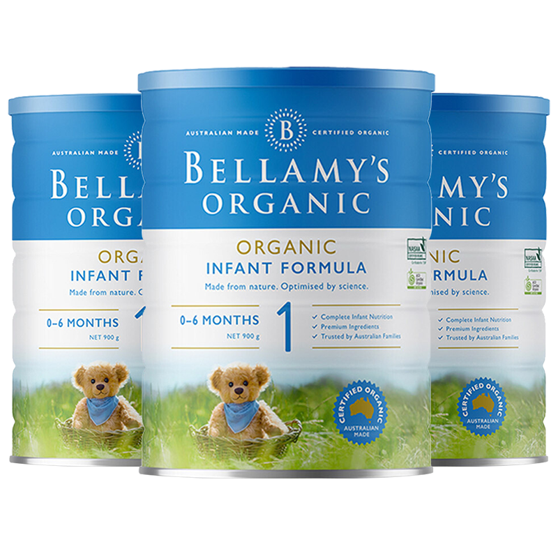 [3罐装 有效期2026年3月]澳洲原装进口Bellamy's贝拉米有机奶粉1段900g 婴幼儿奶粉0-6个月