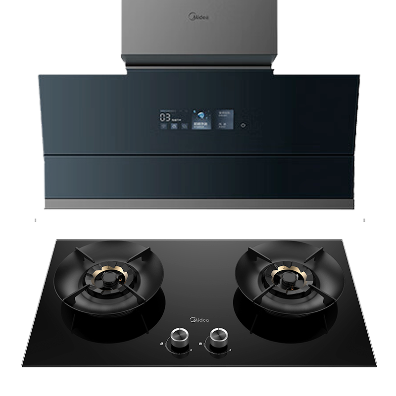 美的(Midea)烟灶套装超薄近吸侧吸27m³风量烟灶联动自动清洗星河吸油烟机5.2kW燃气灶具FC9+Q529L天然气