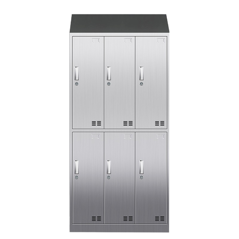 鑫环境 2门201不锈钢斜顶更衣柜员工储物柜无尘净化车间食品厂多门衣柜
