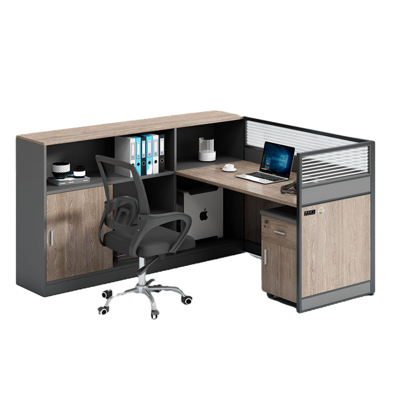 科野 办公桌椅组合简约现代财务桌办公室职员卡座屏风工位可定制 7字型三人位(含活动柜椅子)