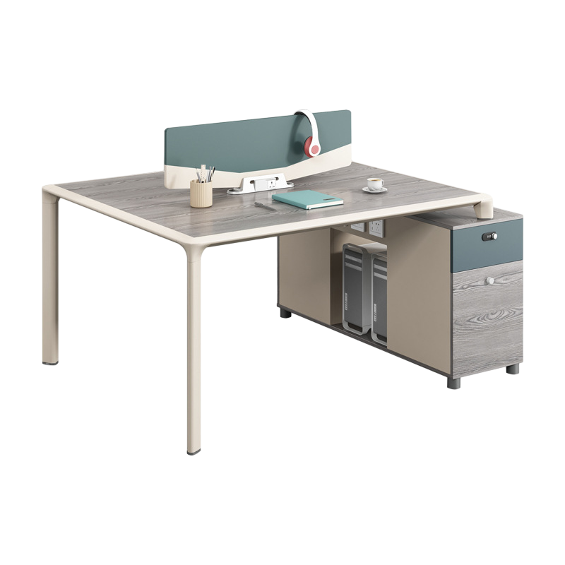 科野 办公桌现代简约职员办公桌电脑桌屏风工作位钢架办公桌 六人位(含柜)