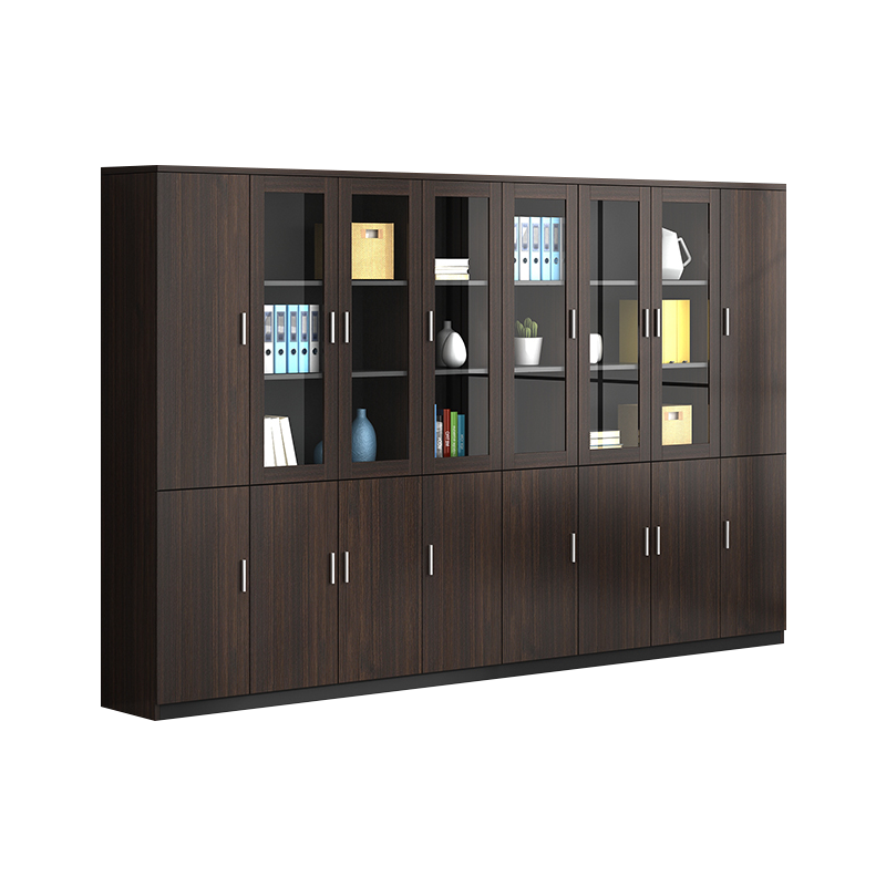 科野 办公文件柜高柜木质办公家具办公室玻璃门带锁抽屉柜资料柜档案柜储物柜子办公柜子可定制 二门A款