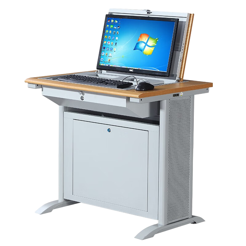 科野 翻转电脑桌 多媒体教室会议室学习桌 学校机房嵌入式培训桌KY-03 双人位