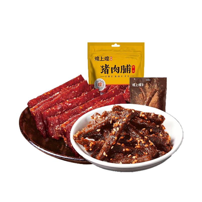煌上煌肉类休闲零食组合一300g(原味猪肉脯100g*2+麻辣牛肉100g)