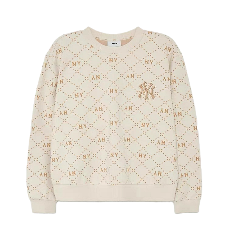 [可扫码识别]MLB正品卫衣情侣钻石老花时尚圆领长袖百搭套头上衣百搭