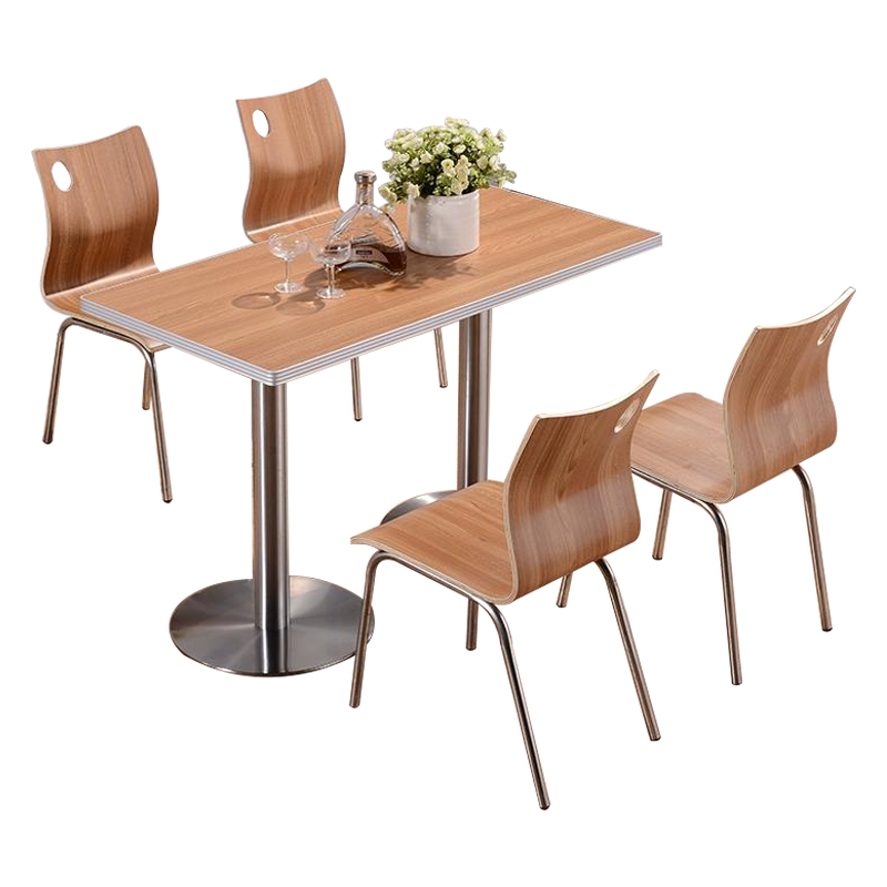 缑氏连锁快餐店桌椅简约肯德基汉堡店餐桌柚木色桌椅1200*600*750