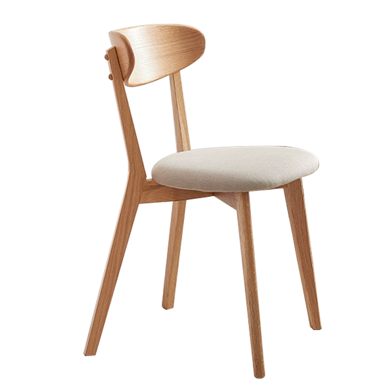 文灵餐椅简约现代休闲书桌椅餐桌凳子橡木靠背椅浅灰色软包