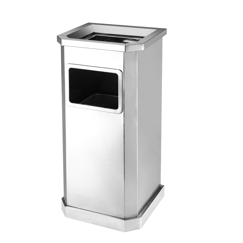 风雷顺不锈钢垃圾桶烟蒂柱灭烟桶带烟灰缸室外电梯口立式全不锈钢侧开口