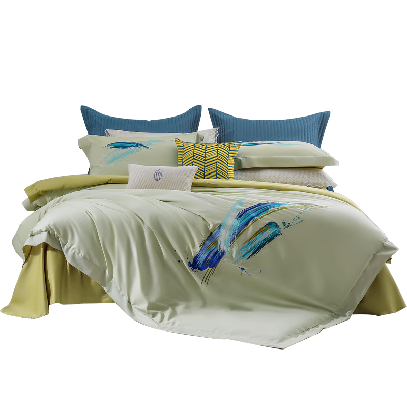 水星家纺60S长绒棉四件套贡缎抗菌套件全棉床单被罩床品秋冬新品