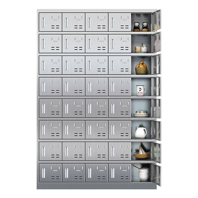 苏久立201不锈钢食堂带锁餐具柜40门碗柜磁吸锁1800*1200*300