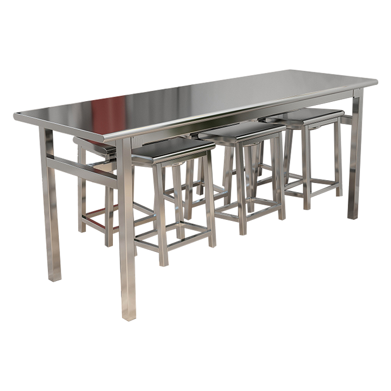 苏久立餐桌6人学校食堂小吃店快餐桌椅饭堂不锈钢桌1800*600*750[含椅]