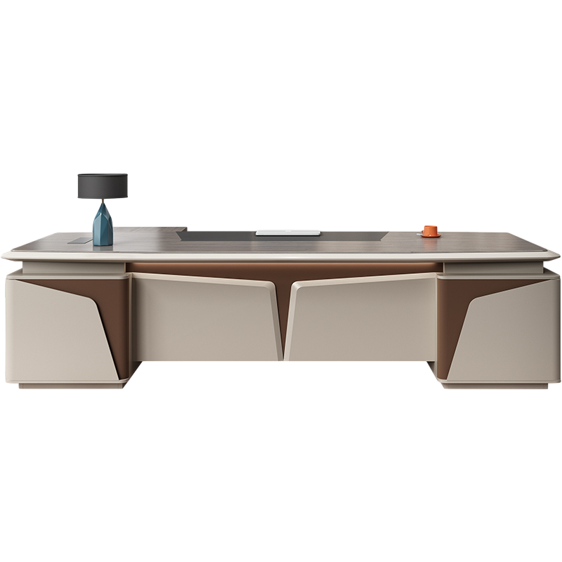 科野 烤漆老板桌办公桌总裁桌现代简约办公家具大气大班台新中式办公台主管桌经理桌轻奢时尚单人办公桌 2.8米班台