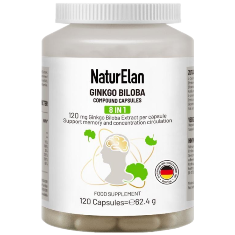 保税发-呐兔NaturElan银杏叶复合胶囊脑黄金补充中老年多维脑营养记忆力德国原装进口